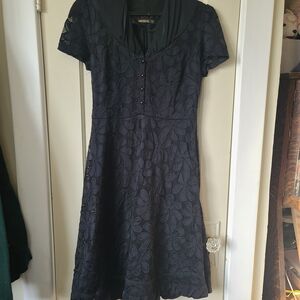 Miusol Black Lace Midi Dress with Button Detail